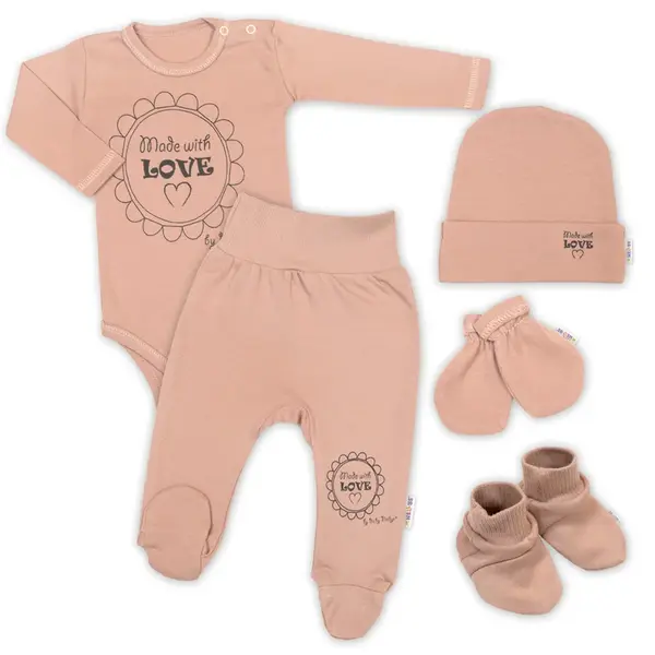Súpravička do pôrodnice 5D Made with love, mocca, veľ. 56