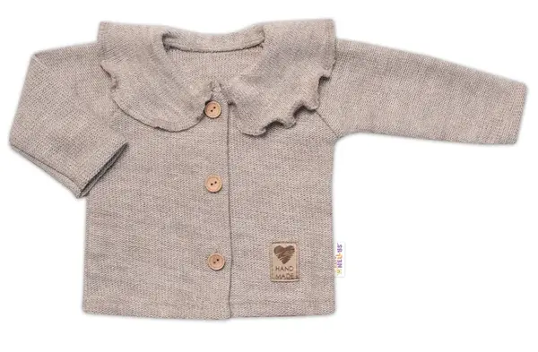Pletený svetrík s volánikom Girl, Baby Nellys, béžový, veľ. 68