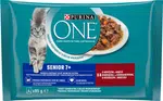 PURINA ONE Multipack SENIOR 7+ mini filetky s hovädzím a mrkvou v šťave 12(4x85g)