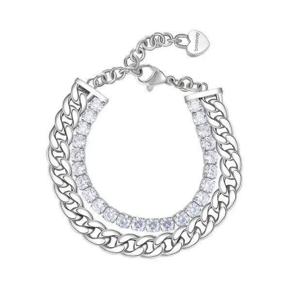 Brosway Dvojitý ocelový náramek se zirkony Desideri BEI071