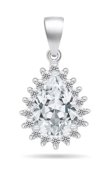 Brilio Silver Třpytivý stříbrný přívěsek s čirými zirkony Kapka PT98W