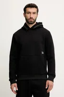 Mikina EA7 Emporio Armani pánská, černá barva, s kapucí, s aplikací, AF13538.7M000141