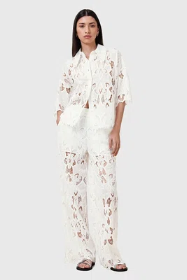 Kalhoty AllSaints CHARLI dámské, bílá barva, high waist, W080TC