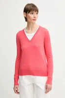 Svetr z hedvábné směsi United Colors of Benetton dámský, růžová barva, 1ZRED402L