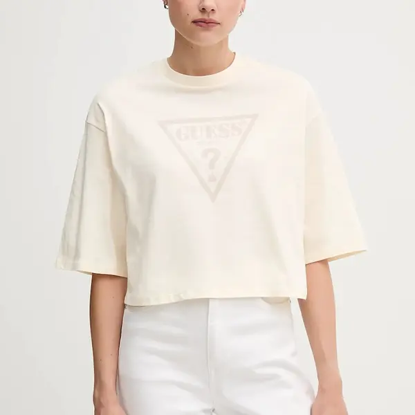 Bavlněné tričko Guess Originals dámské, béžová barva, W5GI58 K8HM0