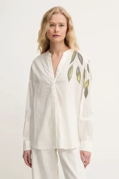 Bavlněná košile Mos Mosh dámské, béžová barva, regular, 169850