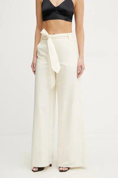 Kalhoty Marella LUCA dámské, béžová barva, široké, high waist, 2513131032200