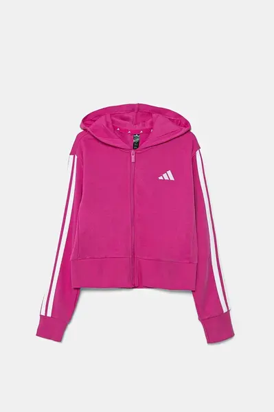 Dětská mikina adidas růžová barva, s kapucí, s aplikací, JD8165