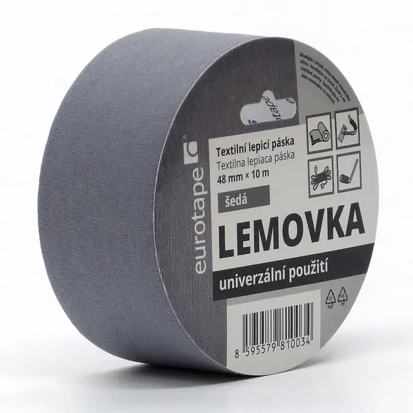 EUROTAPE Textilní lepící páska Lemovka, 48 mm, 10 m, různé barvy Barva: šedá
