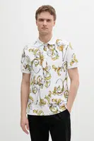 Bavlněné polo tričko Versace Jeans Couture pánské, bílá barva, 78GAG6S0 JS460