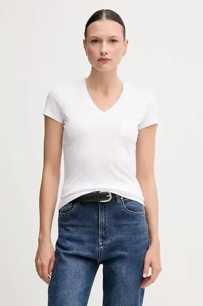 Bavlněné tričko Armani Exchange dámské, bílá barva, XW000529 AF10356