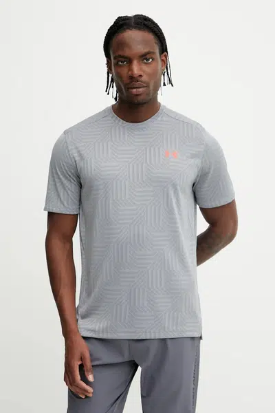 Tréninkové tričko Under Armour UA Tech Geotessa pánské, šedá barva, 1382182