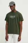 Bavlněné tričko Levi's SS RELAXED FIT TEE zelená barva, s aplikací, 16143