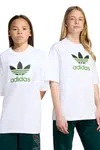 Dětské bavlněné tričko adidas Originals bílá barva, s aplikací, JV8555