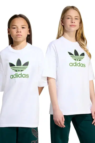 Dětské bavlněné tričko adidas Originals bílá barva, s aplikací, JV8555