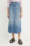 Bavlněná džínová sukně Weekend Max Mara modrá barva, midi, 2515101061600