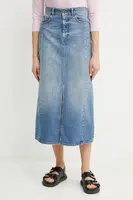 Bavlněná džínová sukně Weekend Max Mara modrá barva, midi, 2515101061600
