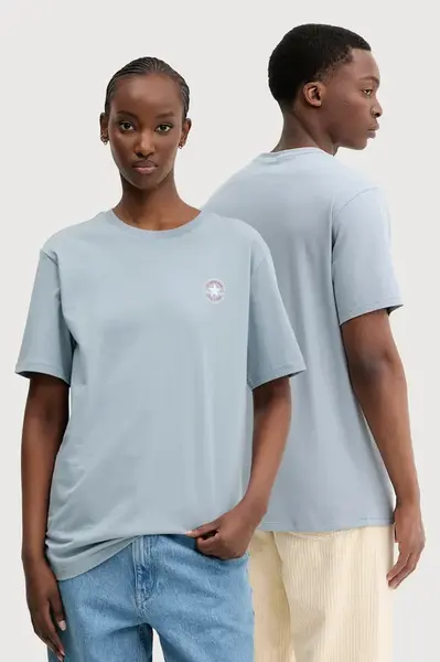 Bavlněné tričko Converse modrá barva, 10026565-A11