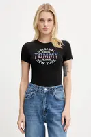 Tričko Tommy Jeans dámské, černá barva, DW0DW21421