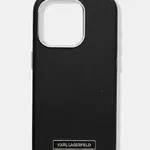Obal na telefon Karl Lagerfeld iPhone 15 Pro černá barva, KLHMP15LPGMSRPK