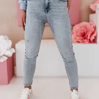 Spodnie damskie slim fit jeansowe SKINNEX niebieskie Dstreet