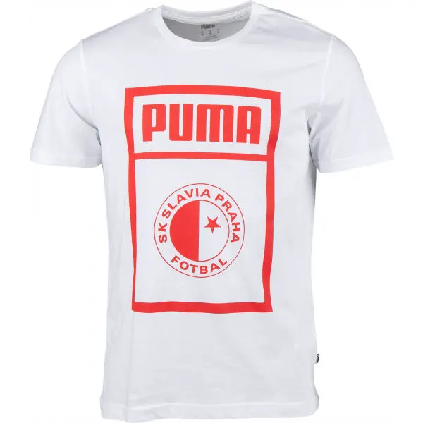 Puma SLAVIA PRAGUE GRAPHIC TEE Pánské triko, bílá, velikost