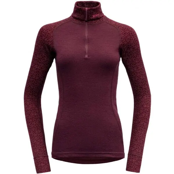 Devold DUO ACTIVE WOMAN ZIP NECK Dámský rolák, vínová, velikost
