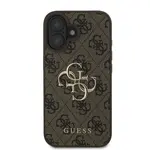 Zadní kryt Guess PU 4G Metal Logo pro Apple iPhone 16, hnědá