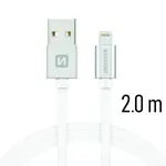 Datový kabel Swissten Textile USB Lightning 2 M, silver