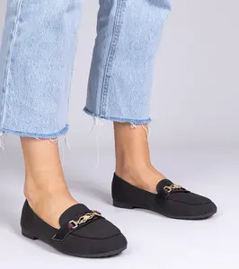 Gemre Black matte finish moccasins with gold decoration Gloriasa