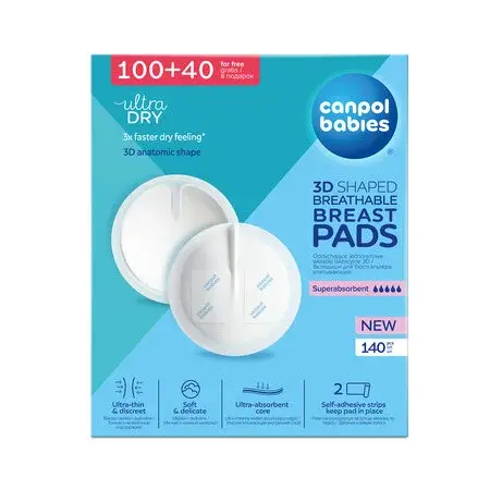Canpol babies Tvarované prodyšné vložky do podprsenky 3D 100+40ks
