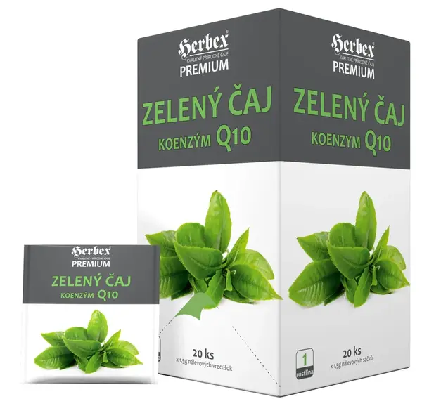 HERBEX Zelený čaj s Q10 Premium Tea 20 nálevových sáčků 1,5g