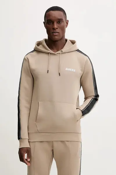 Mikina Guess MICKEY pánská, hnědá barva, s kapucí, s potiskem, Z4RQ21 KB3P2