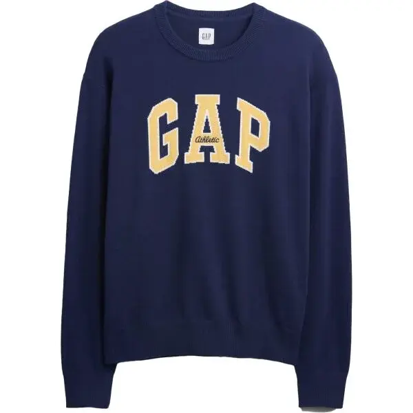 GAP V-INTX GAP ATHLETIC INTARSIA RLXD CREW Pánský pletený svetr, tmavě modrá, velikost