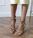 Gemre Beige heeled sandals with Trinnis embellishments