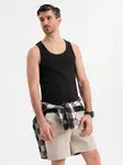 Ombre Men's cotton basic t-shirt with straps - black