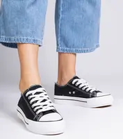 marka niezdefiniowana Black women's glitter sneakers Versina