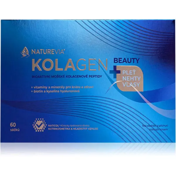 NatureVia Mořský Kolagen Beauty+ kolagen v sáčku 60 ks