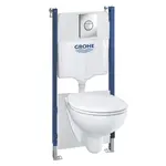 Grohe Solido - Súprava na závesná WC + klozet a doska softclose Bau Ceramic, rimless, tlačidlo Sail, chróm 39415000