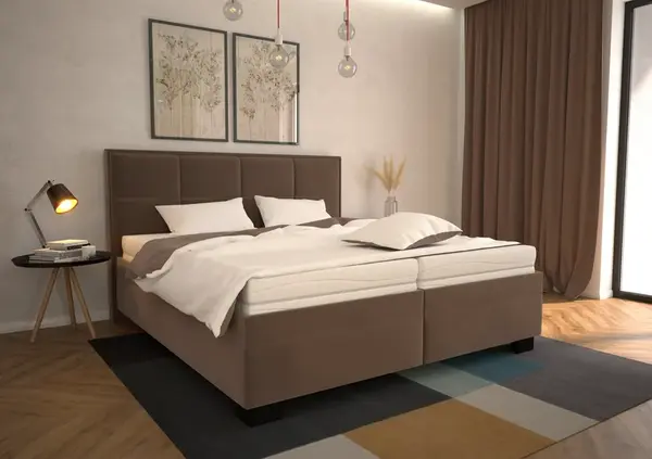 Postel Ela - látka Tiffany 29 Taupe s matracemi Matrace: Matrace Ivana plus, látka: Tiffany 29 Taupe