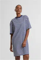Dámské pruhované šaty oversized bílá/tmavomodrá