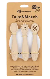 PETITE&MARS Set silikonových tréninkových lžiček Take&Match Desert Sand 6m+ 3 ks