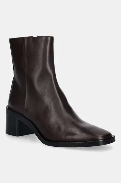 Kožené kotníkové boty Calvin Klein BLOCK HEEL ZIP BOOT LTH