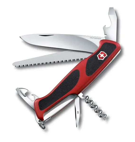 VICTORINOX - Velký kapesní nůž Ranger 55 Grip, 12 funkcí, červená 0.9563.C