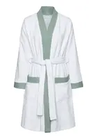 VIVANCE Krátky župan 'Dreams'  tmavozelená / biela