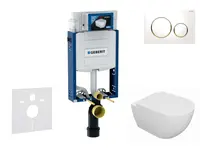 Geberit Kombifix - Set předstěnové instalace, klozetu Oudee a sedátka softclose, tlačítko Sigma20, bílá/pozlacená SANI15CA3119