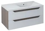 Sapho Wave - Umývadlová skrinka, 90x45x48 cm, pravá, 2 zásuvky, biela/mali wenge WA093-3021
