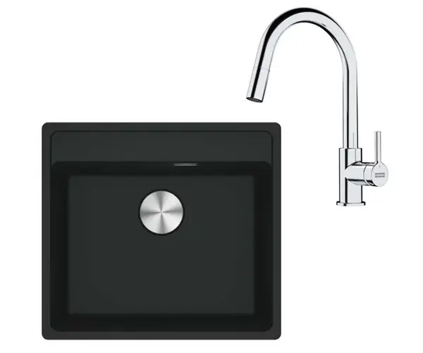 Franke Sety - Kuchynský set G254MČ, fragranitový drez MRG 610-52 RTL a batéria FS 3229.031, matná čierna/chróm 114.0700.702