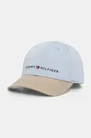 Dětská bavlněná kšiltovka Tommy Hilfiger modrá barva, s aplikací, AU0AU01963