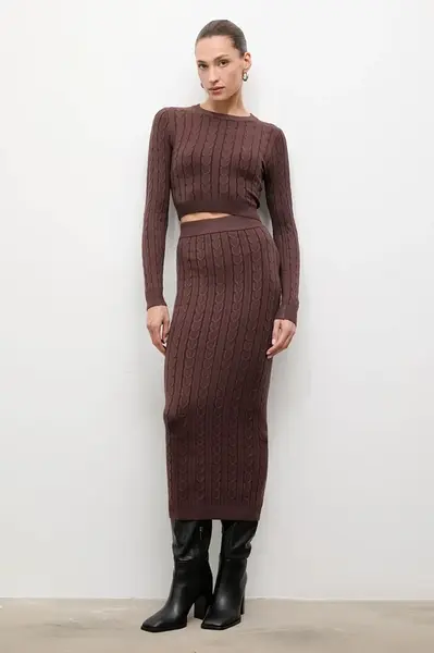 Sveter a sukňa Answear.LAB hnedá farba